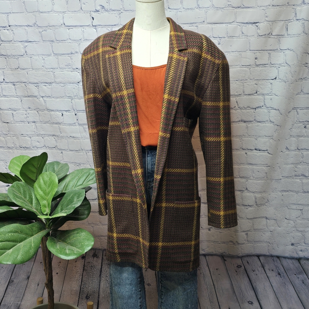 Linda Allard For Ellen Tracy 80s Plaid Blazer